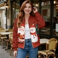 thumbnail image 2 of COEQINE Women's Short Bomber Jacket Lightweight Trendy Motorcycle Jackets Zip Up Cropped Moto Biker Coats with Pockets, 2025 Varsity Shacket Coats, X-Large, Cute Santa Claus Snowman Tree, 2 of 7