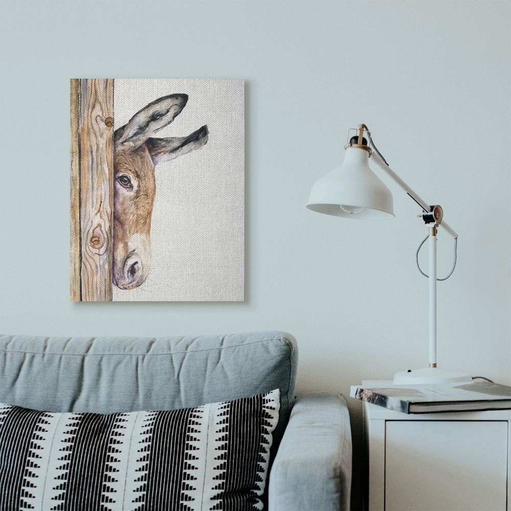Stupell Industries Cute Baby Donkey Animal Brown Watercolor Painting Canvas Wall Art by George Dyachenko