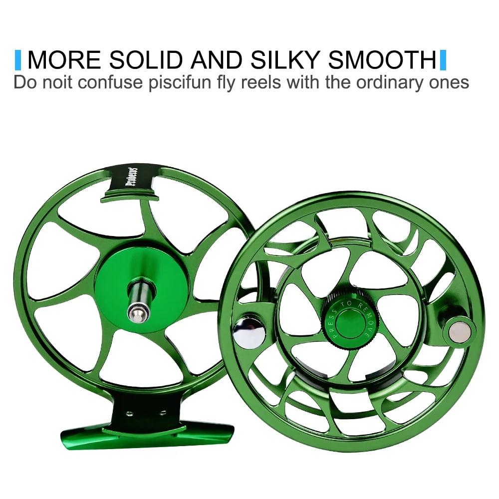 3+1 BB Fly Fishing Wheel Green Color Fly Fishing Reel CNC Machine Cut Large Arbor Die Casting Aluminum Fly Reel