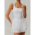 thumbnail image 5 of Spencer Womens Dress Square Neck Tennis Dress Pleated Sleeveless Built in Bra & Shorts Golf Athletic Dress with Pockets (M,White), 5 of 10