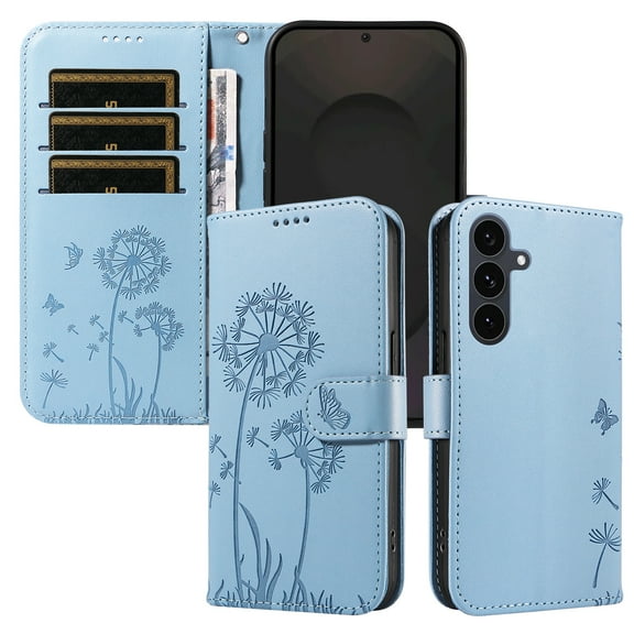 Flip Case for Samsung Galaxy S25 FE, Card Holder and Kickstand, Shockproof and Scratch Resistant, Sky Blue