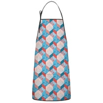 Blue Red Checkered Pattern Apron-Garden Aprons for Women with Pockets-Cotton Linen Waterproof Kitchen Cooking Gardening Aprons Adjustable for Kitchen,Cooking,BBQ and Salon 33x27 Inch
