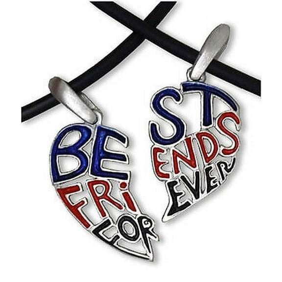 Dark Cut Out - Best Friends Forever BFF Split Heart Friendship Pendant Necklace