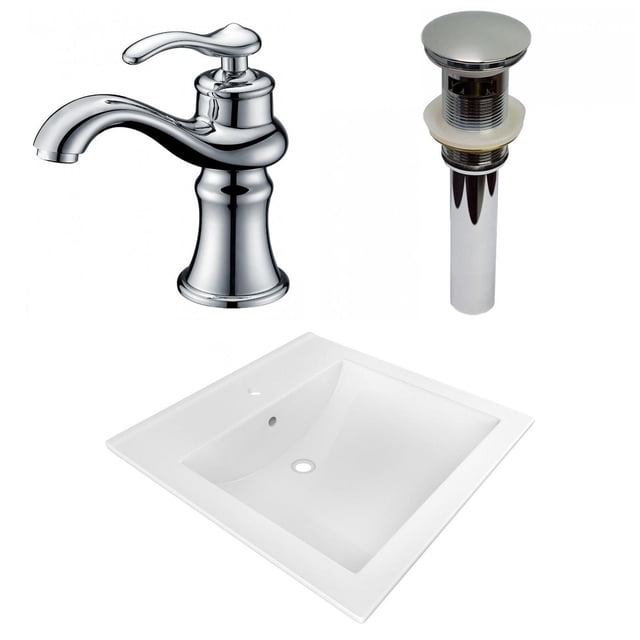 American Imaginations 21.5-in. W 1 Hole Ceramic Top Set In White Color - Overflow Drain Incl. AI-29989