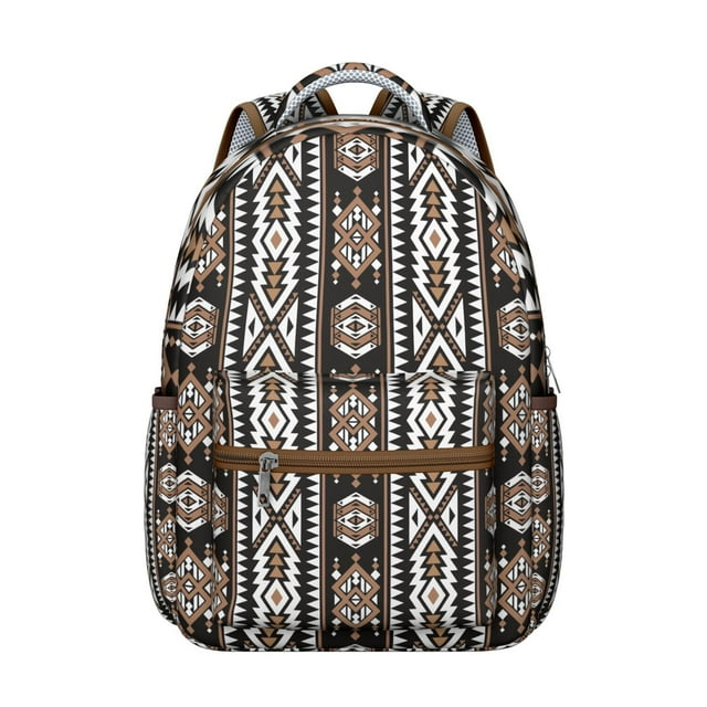 Retro Tribal Pattern School Backpack for Student, Durable Waterproof Oxford Cloth with Artistic Natural Floral and Earthy Aesthetic Designs, Adjustable Straps, Perfect for Travel