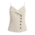 thumbnail image 6 of Aezemi Women's Spaghetti Strap Cami Tops, Asymmetrical Button Front Sleeveless Shirts, V Neck Casual Summer Vacation Camisole Tops, 6 of 7