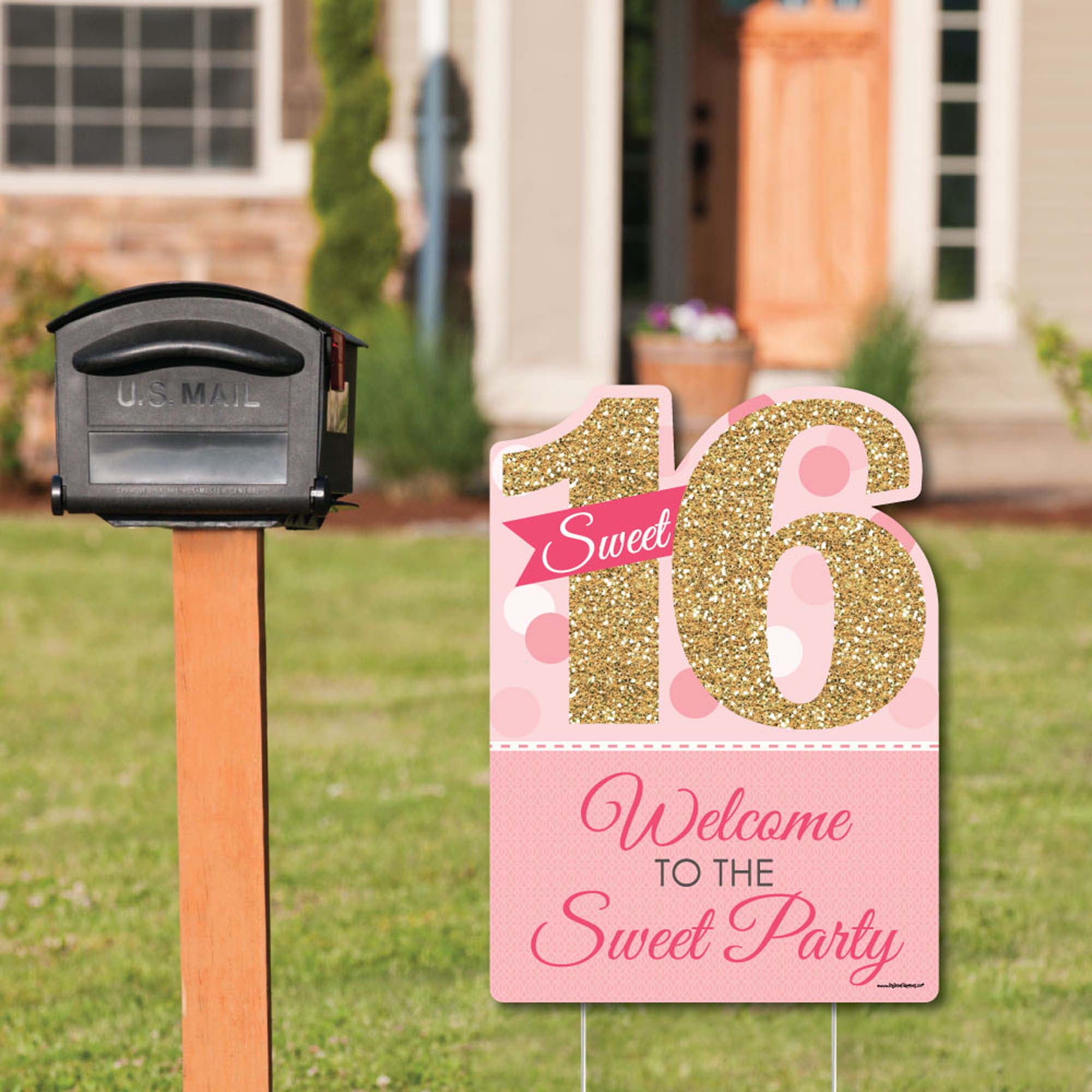 Big Dot of Happiness Sweet 16 - Party Decorations - Birthday Party Welcome Yard Sign