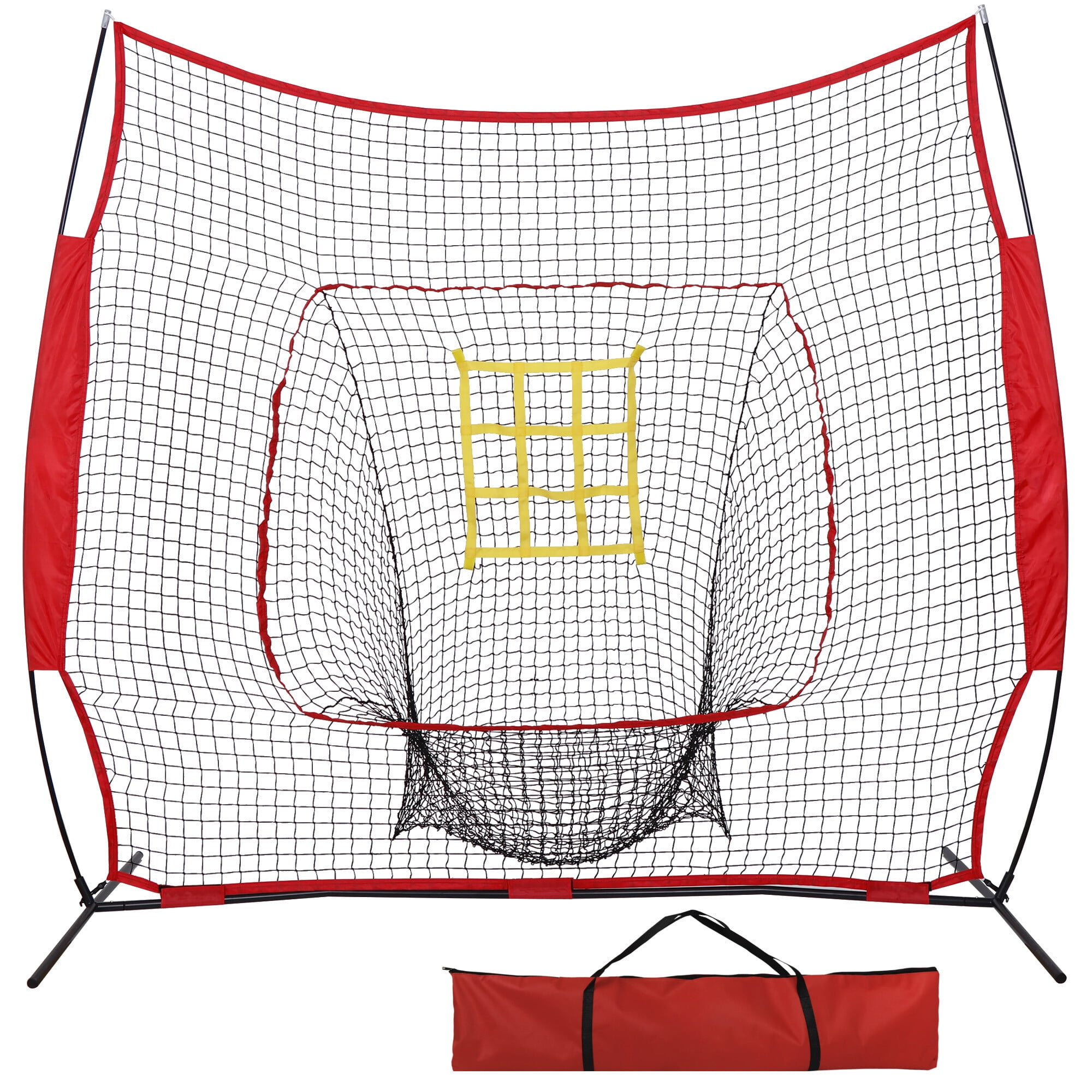 PowerNet Pro Pitching Batting Enhancer Bundle for Baseball Softball Includes 7x7 Net Strike Zone Attachment and 12 Pack Recreation Grade Regulation Size Balls Deluxe Tee 
