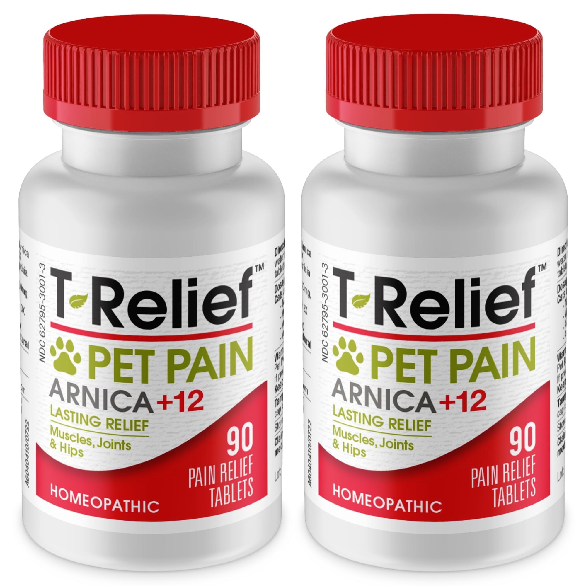 MediNatura T-Relief Pet Pain Relief Arnica +12 Powerful Natural Medicines - Fast-Acting Soother for Dogs & Cats - 90 Tablets (2 pack)