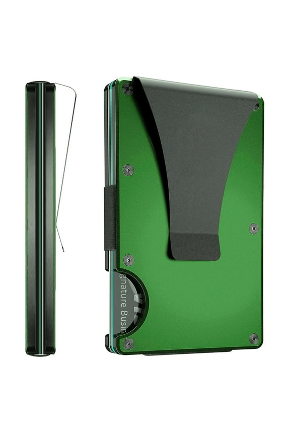 Notus Metal Wallet for Men Aluminum Credit Card Holde Minimalist Slim Wallet RFID Blocking Card Holder Money Clip Smart Wallet Green