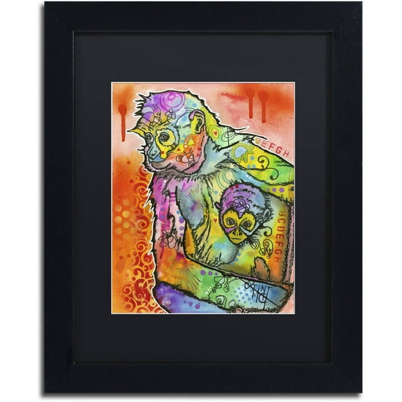 Trademark Fine Art "Monkey 1" Canvas Art by Dean Russo, Black Matte, Black Frame