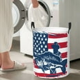 thumbnail image 5 of Susaid fisherman fishing with USA flag Print Waterproof Oxford Cloth Storage Circular Laundry Hamper BasketCapacity for Home-Small, 5 of 6