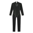 thumbnail image 6 of YONGHS Kids Girls Long Sleeve Full Body Unitard Gymnastics Jumpsuit Stretch Leotard Bodysuit Catsuit Black 16, 6 of 7