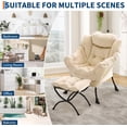 thumbnail image 5 of Lazy Chair with Ottoman - 400lb Capacity Lounge Chair, Oversized Reading Armchair with Folding Footrest & Side Pocket, Comfortable Accent Chair for Living Room, Bedroom (Khaki), 5 of 6