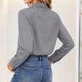 thumbnail image 4 of BXJX Womens Button Down Shirts, Long Sleeve Business Fitted Collared Ladies Work Dress Shirts Gray Size L, 4 of 5