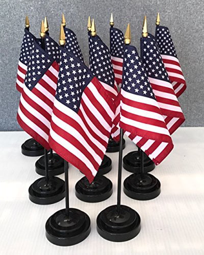 4x6 California - 12 Flags Made in USA! Box of 12 US State 4x6 Miniature Desk & Table Flags; 12 US Made Small Mini State Flags 
