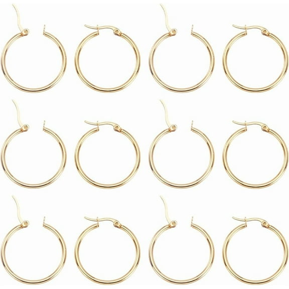12 Pairs Real 18K Gold Plated Huggie Hoop Earrings Stainless Steel Cartilage Ear Cuff Tiny Hoop Earring Hugging Earring Sleeper Earwires Components