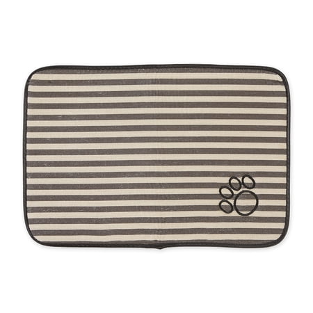 Bone Dry Embroidered Microfiber Pet Mat Stripe Paw Pet Food Mat