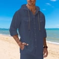 thumbnail image 5 of WIZUTIZ Linen Shirts for Men Long Sleeve Hooded Button Down Summer Casual Hawaiian Beach Wear Tops Lightweight Fashion Hoodies, 5 of 5