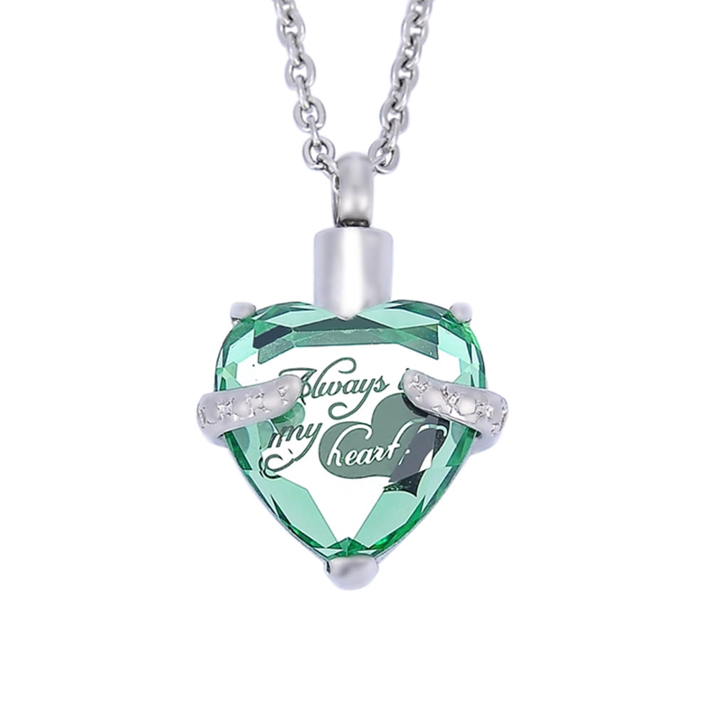 Oinsi Crystal Dog Tag Cremation Urn Necklace for Ashes of Loved One Engravable Stainless Steel Keepsake Jewelry
