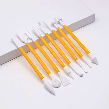 

8 PCS Fondant Cake Decorating Modeling Tools Soft Porcelain Plastic Cake Baking Embossing Pen Set Tools Baking Printing Tools