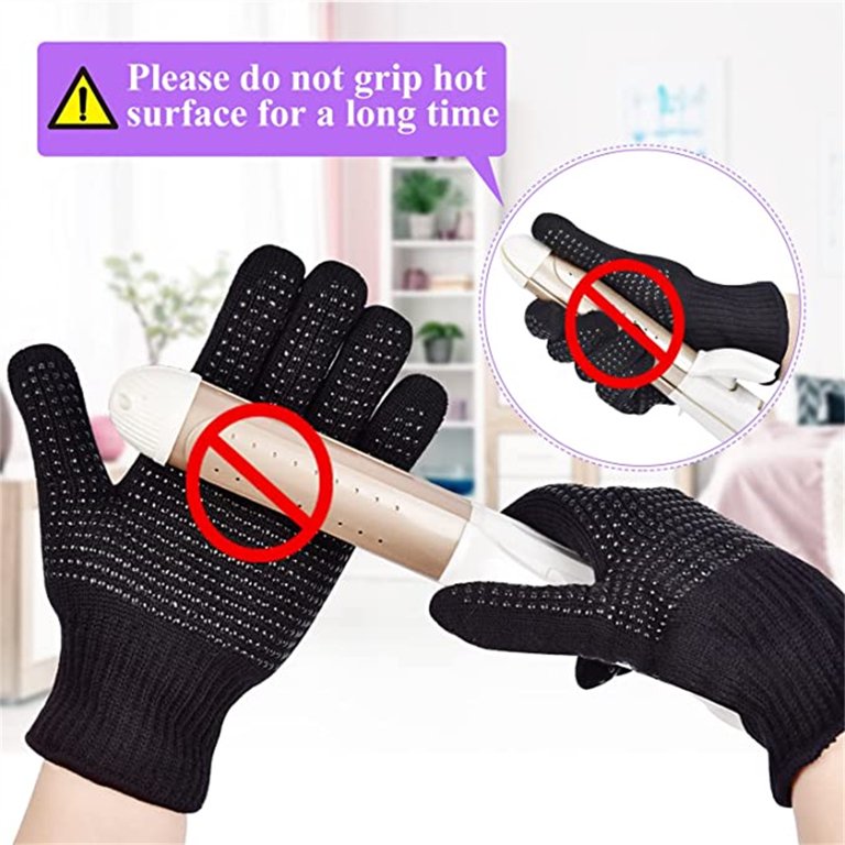 Heat Resistant Glove With Silicone Bumps For Hair Iron Tool, New Upgraded  Professional Heat Glove Mitts For Hot Hair Styling Curling Iron Wand Flat