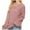 Pink, variant on Honeeladyy Women's Casual Fashion Long Sleeve Color Sweater Loose Pullover V-Neck Sweater