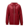 thumbnail image 5 of Zip Up Hoodies For Women Cropped Sweatshirts Fall Fashion Outfits 2025 Y2k Fleece Teen Girls Clothes 14-Wine L, 5 of 5