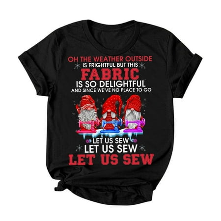 

ViLaViDe Summer Womens Summer Tops Christmas Letter Printed Round Neck Short Sleeve G Sleeve Shirts for Women Black Pajama Top Black 2XL