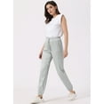 thumbnail image 3 of DARING DIVA Women's Drawstring Elastic High Waist Satin Cargo Pants XL Light Grey, 3 of 6