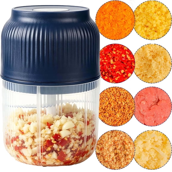 Electric Garlic Chopper and Vegetable Mincer - Portable Cordless Kitchen Tool for Onions Ginger and Meats