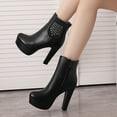 thumbnail image 3 of Women's Rhinestones Platform Dress Boots Sparkly Leather High Heels Ankle Booties Winter Fall Slip on Short Boots for Ladies 2025, 3 of 6