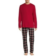 Hanes Men's and Big Men's Comfortsoft Long Sleeve Crew and Cotton Flannel Pajama Pants Set, 2-Piece