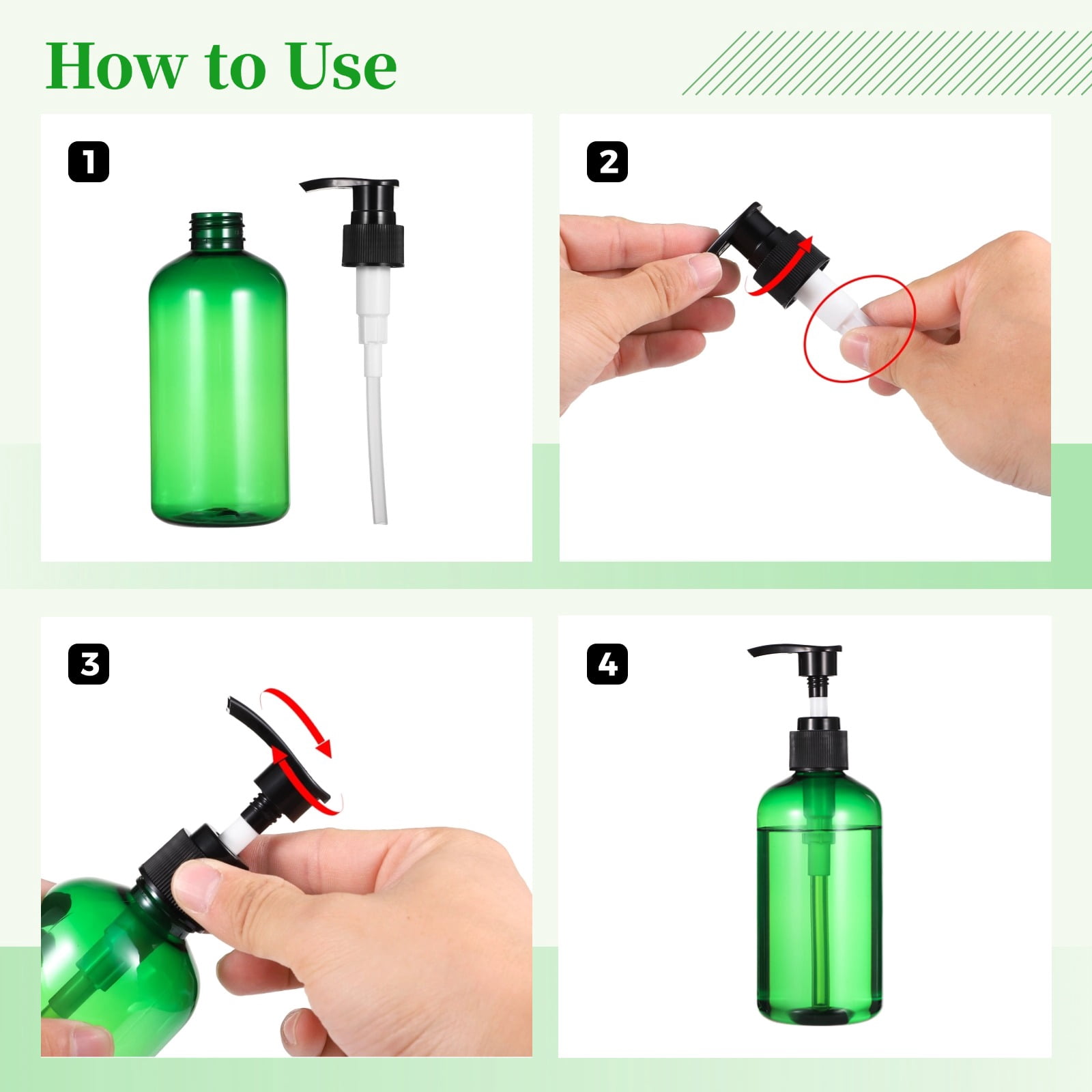 30 Pack 8 oz Empty Pump Bottles, Leak-Proof Refillable Travel Bottles for Shampoo, Lotion, Conditioner, Semi-Transparent Plastic Dispensers