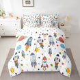 thumbnail image 2 of jejeloiu Cartoon Rocket Pattern 7-Piece Bedding Comforter Set,Colorful Stars Print King Bedding Sets For Boys Kids Reversible, 2 of 8