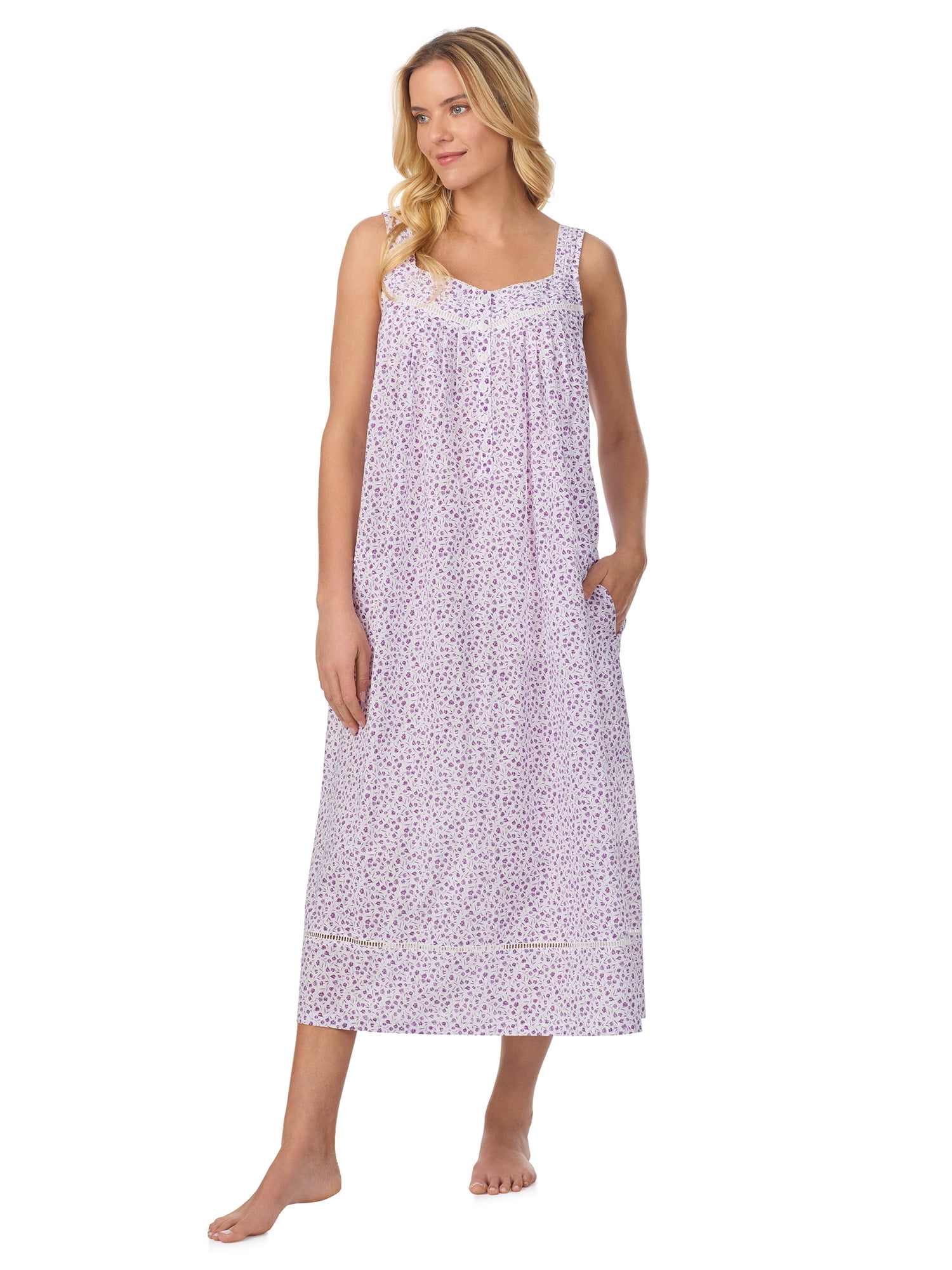 Aria Women's Lightweight Cotton Woven 50" Ballet Nightgown, Sizes XS-5X