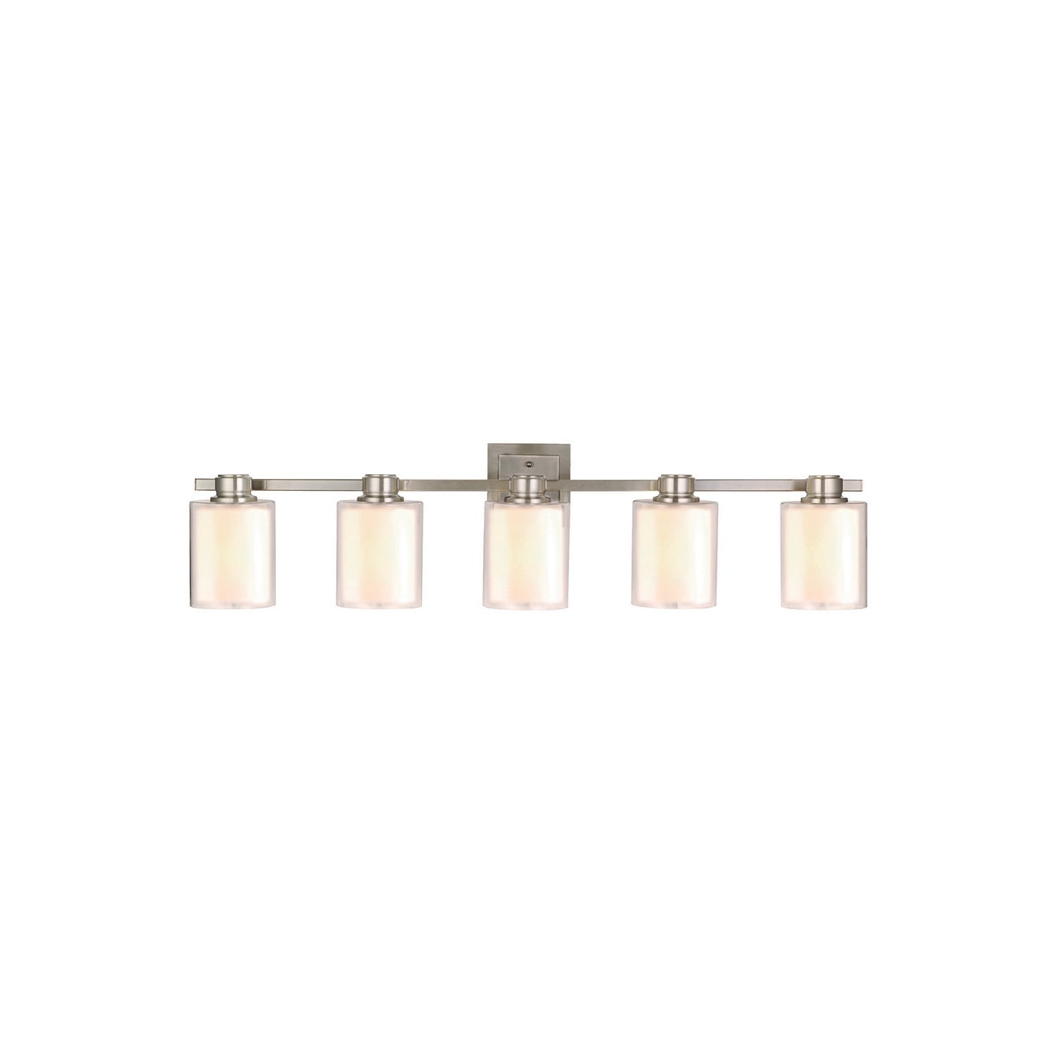 Design House Oslo Traditional 5-Light Indoor Dimmable Bathroom Vanity Light with Double Glass Shades, Satin Nickel