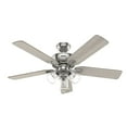 thumbnail image 4 of Hunter 52 inch Indoor Ceiling Fan with LED Lights and Pull Chain - Standard Mount Ceiling Fan, 5 Blades, For Bedroom, Living Room, or Kitchen, 3 inch Downrod - Rosner 51596, Brushed Nickel, 4 of 14
