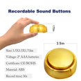 thumbnail image 2 of Botón dorado grabable, botón de conversación fácil de 30 segundos para perros y timbre dorado, 2 of 6