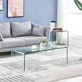 thumbnail image 2 of Glass Coffee Table, Small Modern Clear Coffee Tables for Living Room, Rectangle Tempered Glass Waterfall Sofa End Tables 39.4" x 19.7" x 13.78"H, 2 of 13
