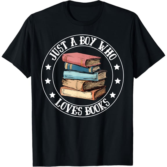 Just A Boy Who Loves Books Lovers Women Book Worm Reading T-Shirt