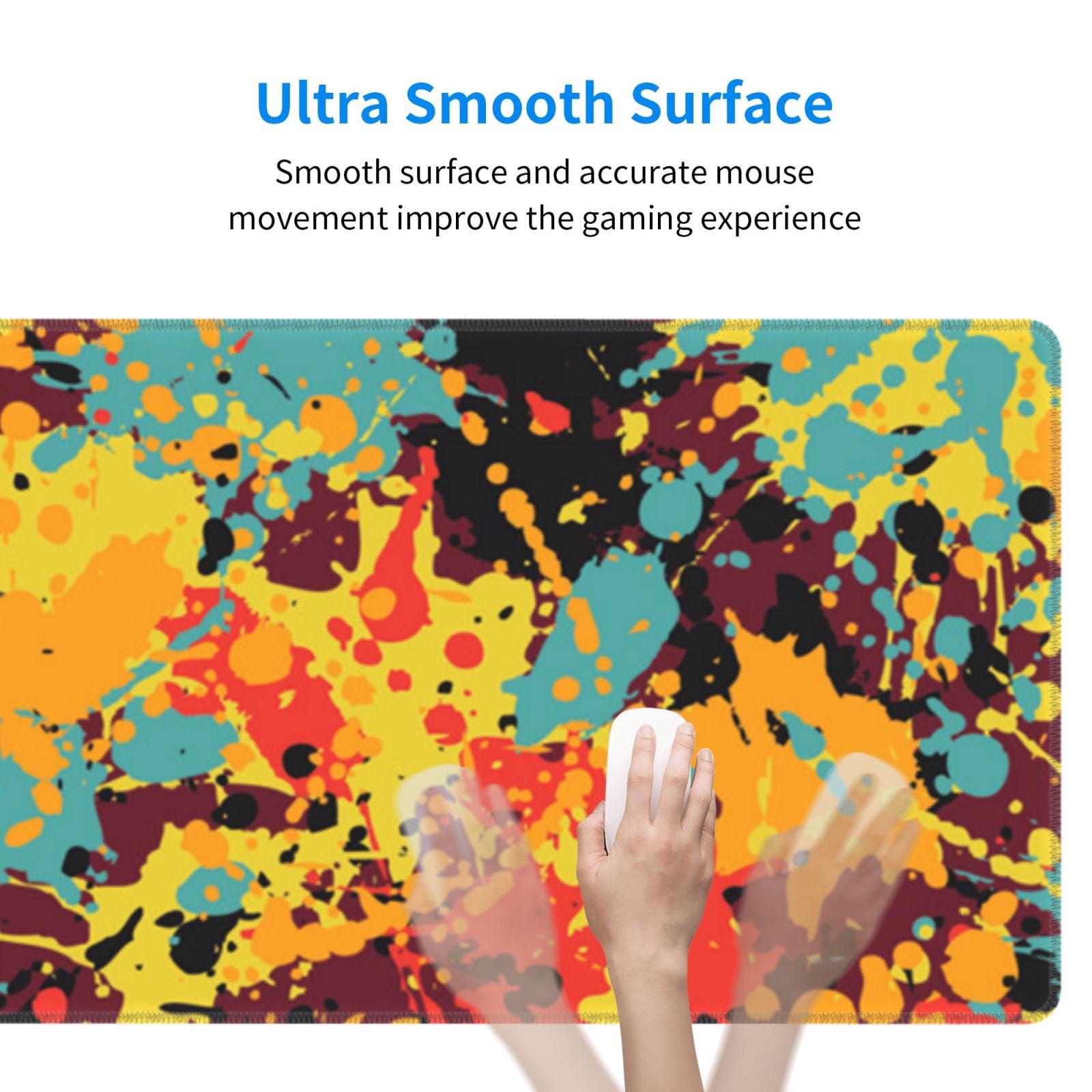 Splatter Ink Paint Grunge Splash Mouse Pad Extended Large Gaming Mousepad Non-Slip Rubber Big Keyboard Desk Mat 31.5 X 11.8 Inch