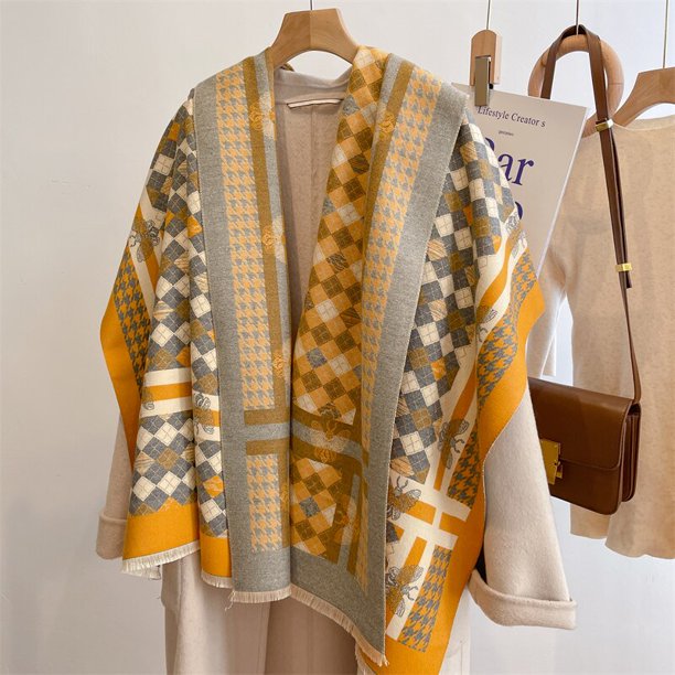 Bufanda de Cachemira de marca de lujo para mujer, chal cálido de diseño, manta de Pashmina gruesa, Poncho con borla, Echarpe para mujer 2022 Fivean unisex