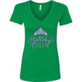 thumbnail image 3 of Inktastic Birthday Queen with Pink and Purple Tiara Women's V-Neck T-Shirt, 3 of 5