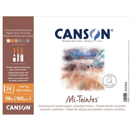 Canson Mi-Teintes Pastel Paper Pad Assorted Colors 12x16"