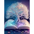 thumbnail image 1 of Pintura de diamante 5D DIY, libros de taladro redondos completos, árbol de Kit de decoración, 30x40cm, 1 of 9