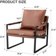 thumbnail image 2 of LuxyHoom Metal Frame Armchair, Pu Leather Upholstery, Padded Upholstered Backrest, Comfortable Armchair, Reading Chair, Suitable for Living Room, Bedroom and Office (Brown), 2 of 18