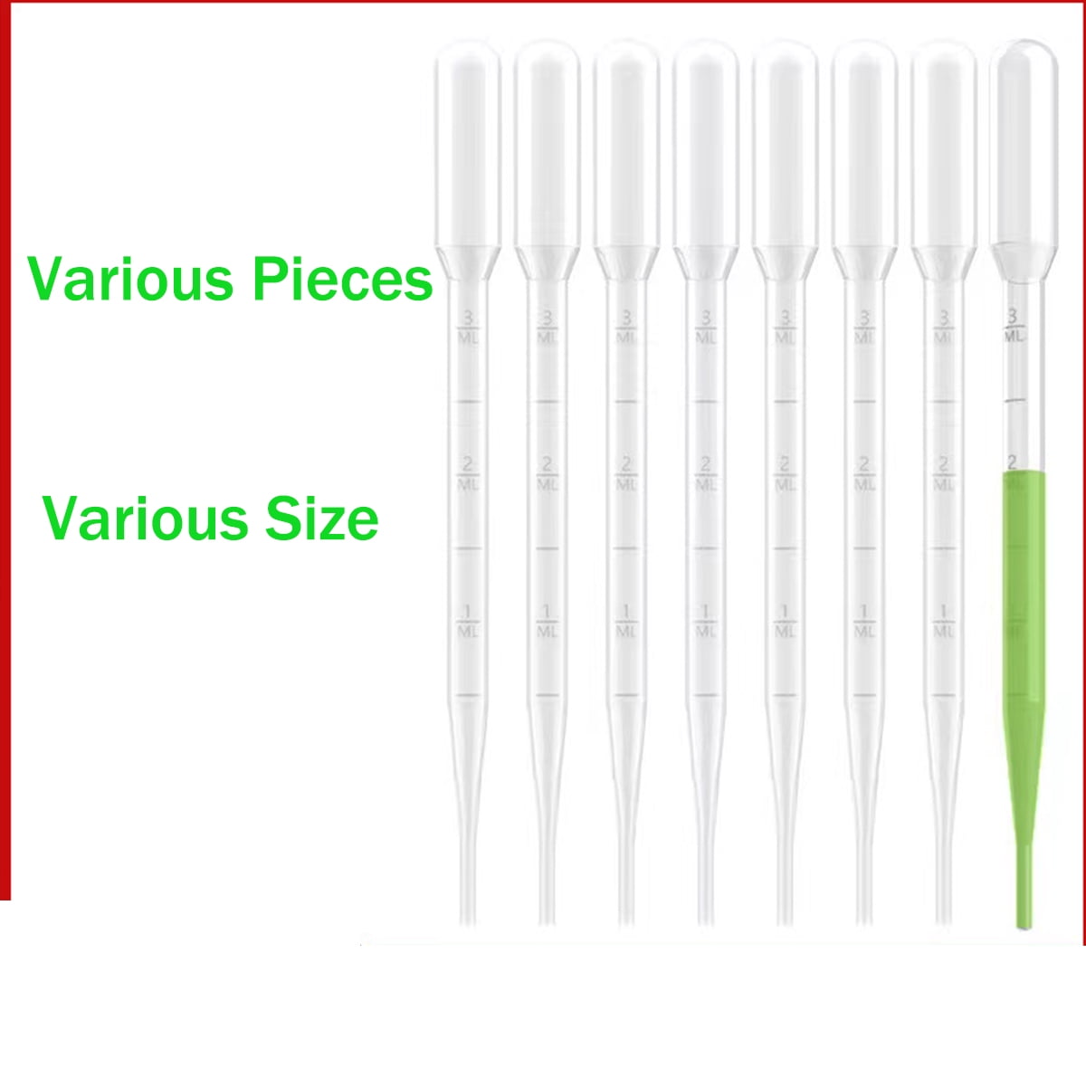 1/3/5/7/10ml Transfer Pipettes, Plastic Graduated Pipettes for Essential Oils, Disposable Liquid