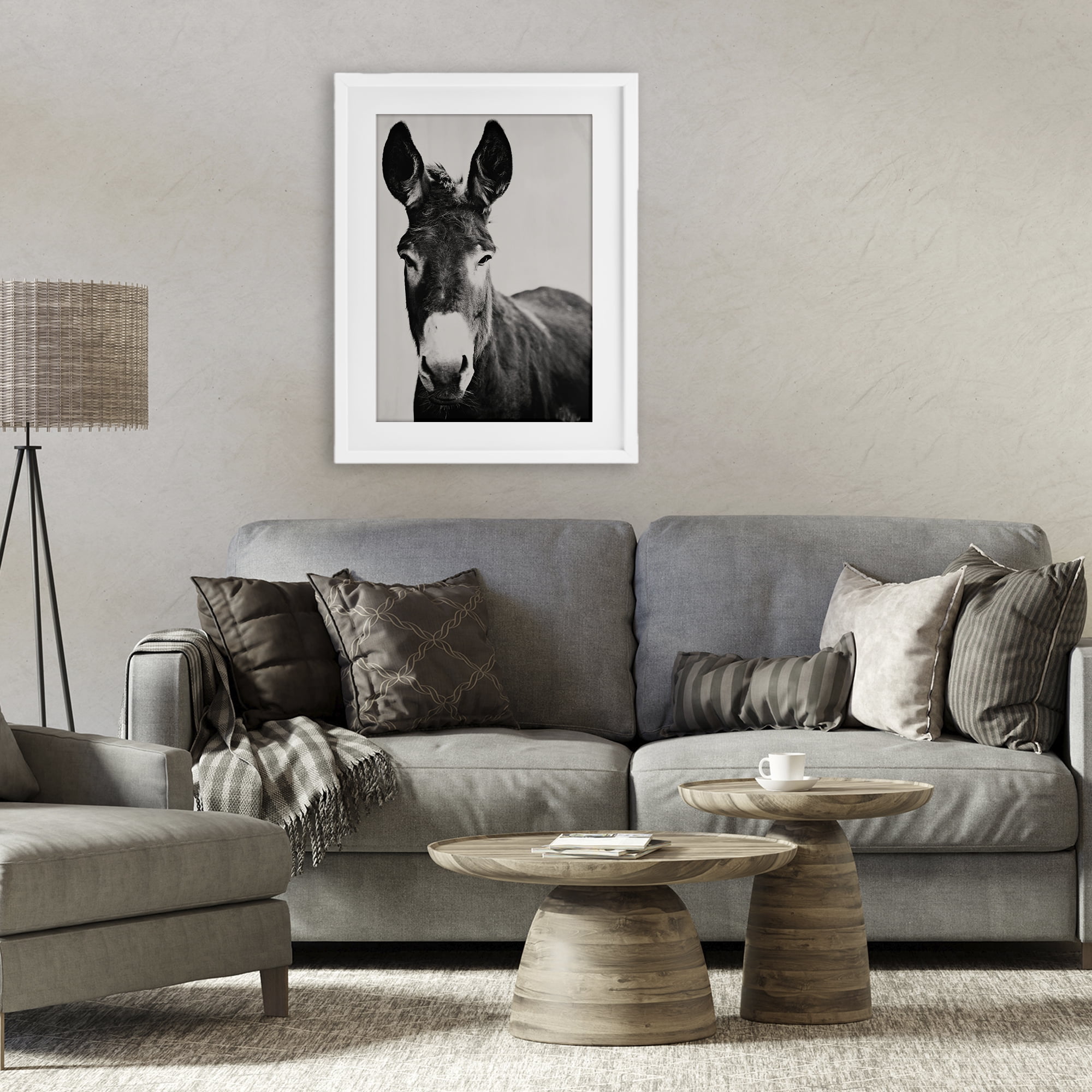Stupell Industries Franz the Donkey Portrait White Framed Print Under Glass, design by Amy Carroll