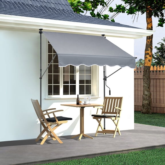 59x47 Inches Patio Awning with Crank Handle, Retractable Sunshade Canopy for Porch, Balcony & Deck